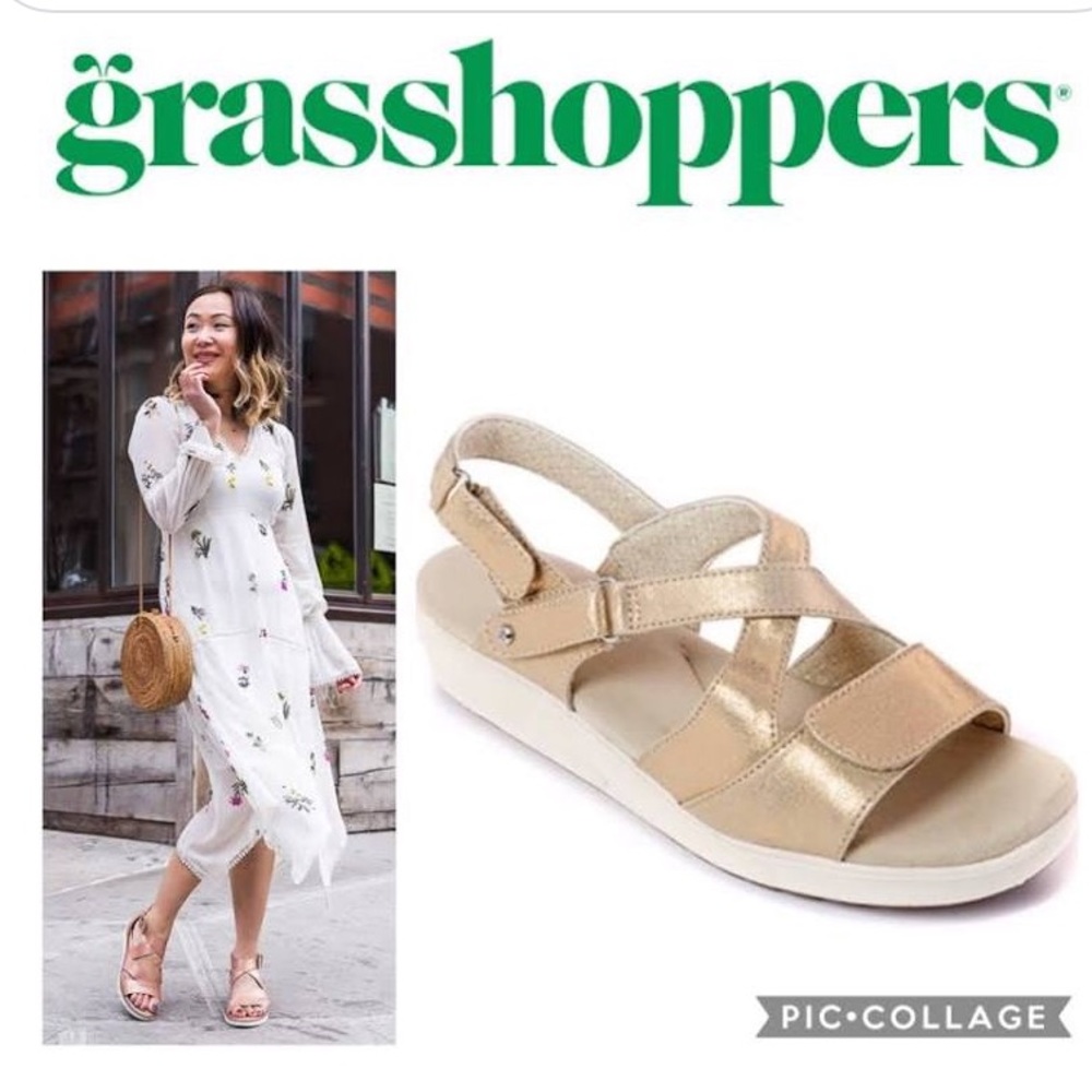 Grasshoppers Women's Cherry Flat Sandal, Gold